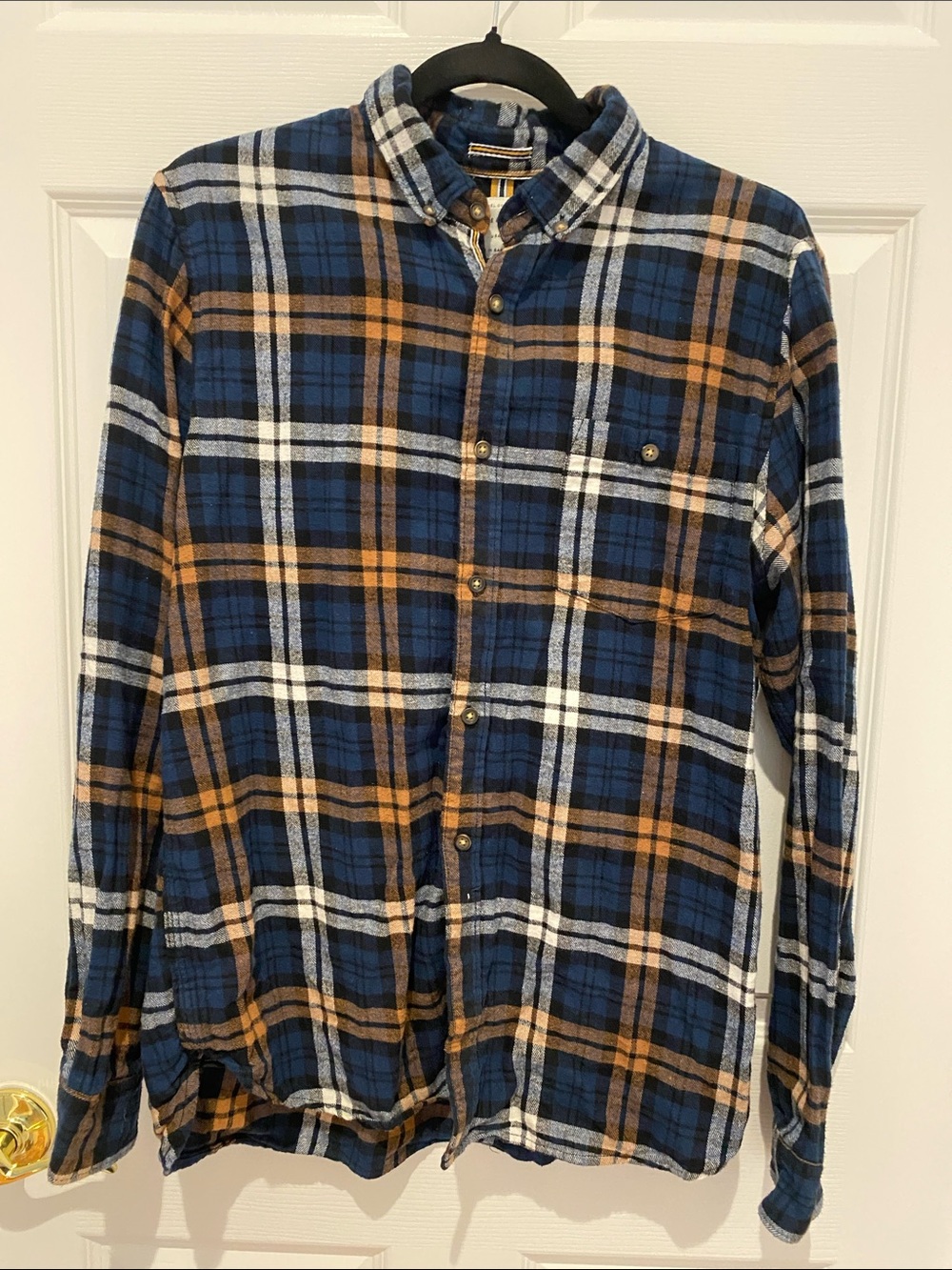 Denim & Flower Blue and Brown Plaid Button-Down Flannel Shirt